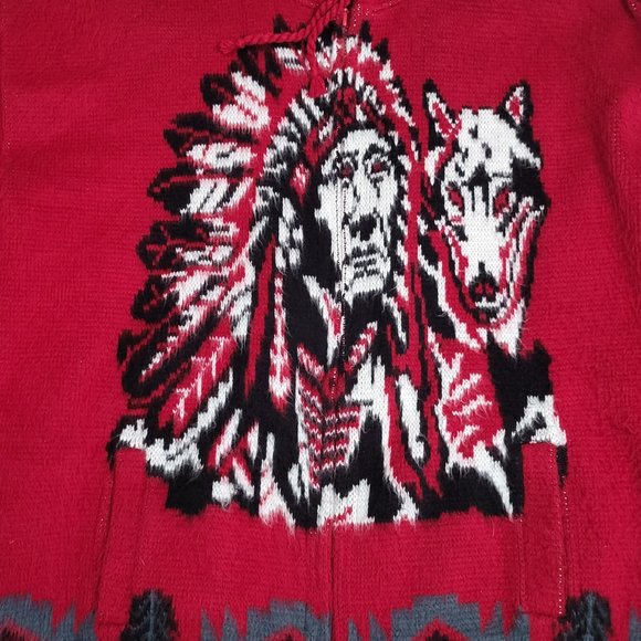 Native American & Wolf Hoodie Made In Ecuador - Picture 2 of 11